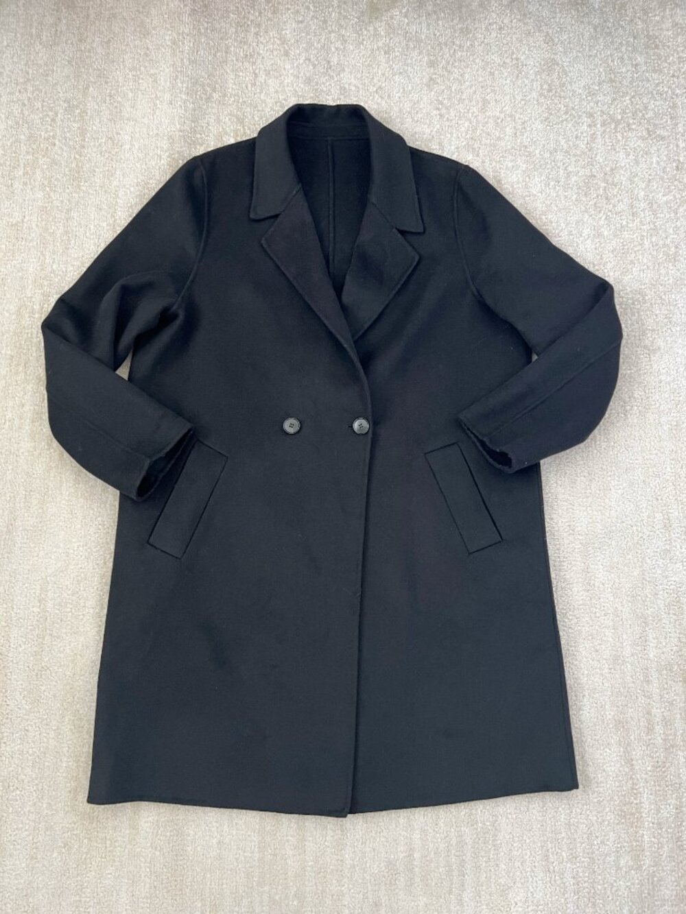 Zara Wool Blend Double Breasted Black Pea Coat XL